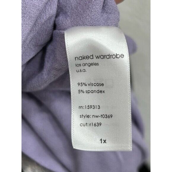 NWT Naked Wardrobe Scoop Neck Crop Top Long Sleeve Stretch Iris Plus Size 1X - Picture 10 of 10